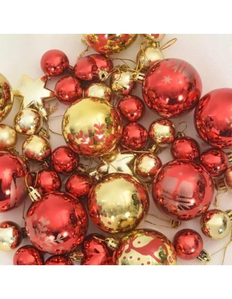 Set di Palle di Natale 40 pcs Oro e Rosso