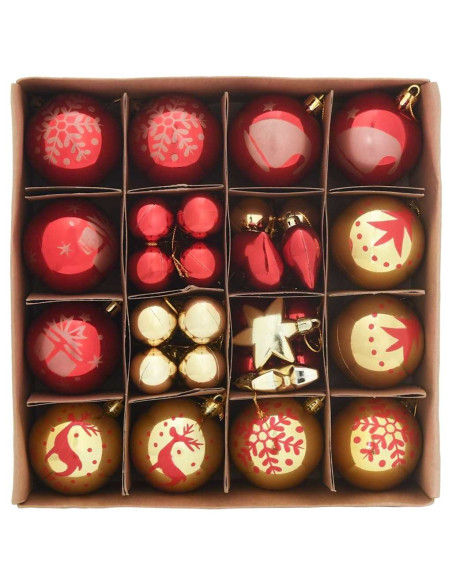 Set di Palle di Natale 40 pcs Oro e Rosso