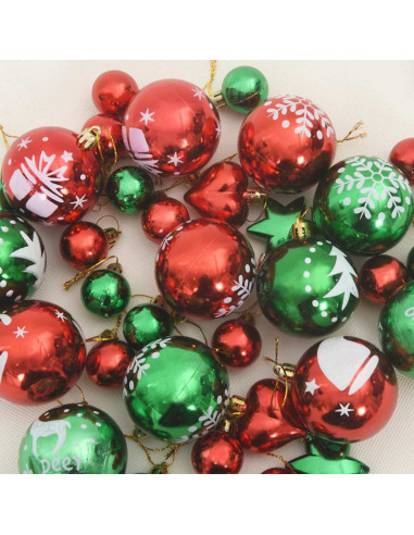 Set di Palle di Natale 40 pcs Rosso e Verde