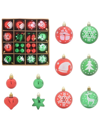 Set di Palle di Natale 40 pcs Rosso e Verde