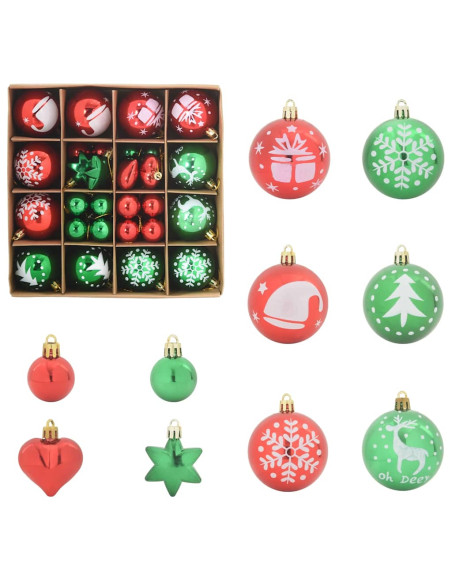Set di Palle di Natale 40 pcs Rosso e Verde