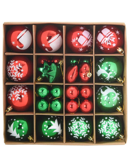 Set di Palle di Natale 40 pcs Rosso e Verde
