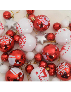 Set di Palle di Natale 40 pcs Rosso e Bianco 2