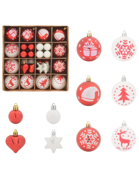 Set di Palle di Natale 40 pcs Rosso e Bianco