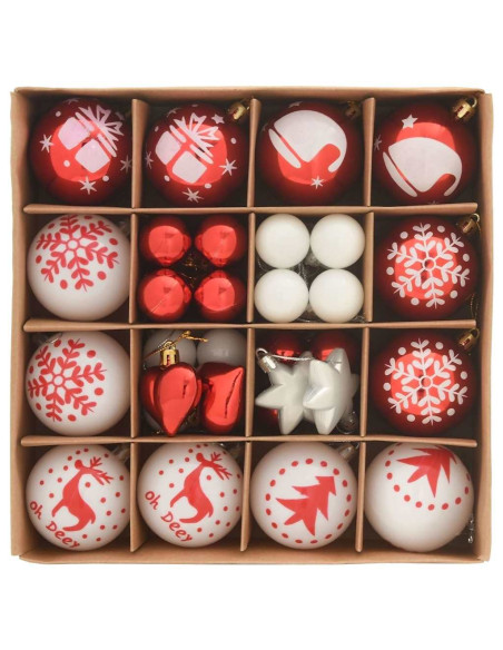 Set di Palle di Natale 40 pcs Rosso e Bianco