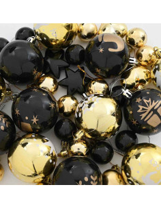 Set di Palle di Natale 40 pcs Nero e Oro 2