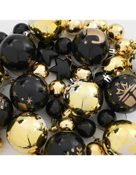 Set di Palle di Natale 40 pcs Nero e Oro