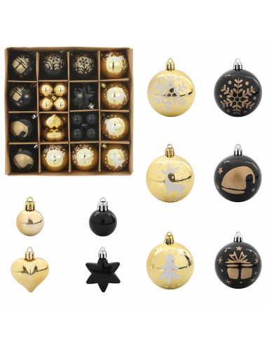Set di Palle di Natale 40 pcs Nero e Oro