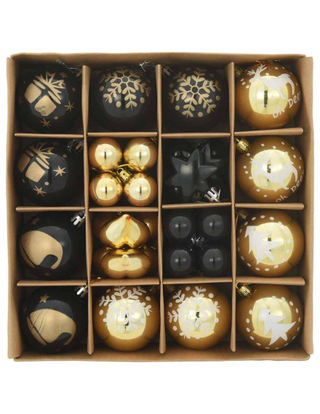 Set di Palle di Natale 40 pcs Nero e Oro