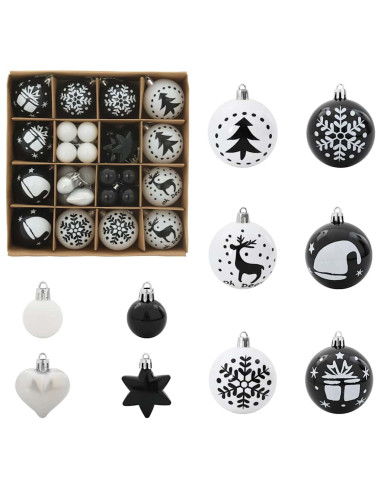 Set di Palle di Natale 40 pcs Nero e Bianco