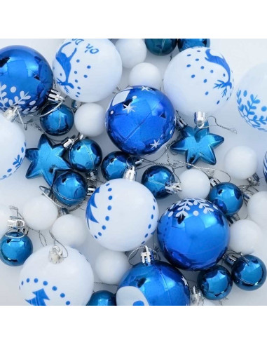 Set di Palle di Natale 40 pcs Blu e Bianco