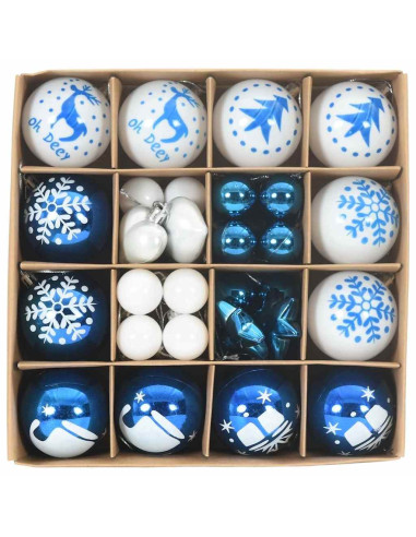 Set di Palle di Natale 40 pcs Blu e Bianco