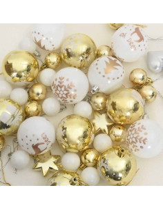 Set di Palle di Natale 40 pcs Bianco e Oro 2
