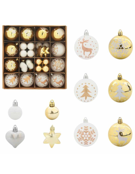 Set di Palle di Natale 40 pcs Bianco e Oro