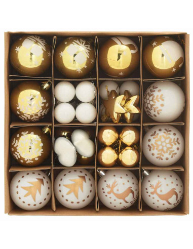 Set di Palle di Natale 40 pcs Bianco e Oro