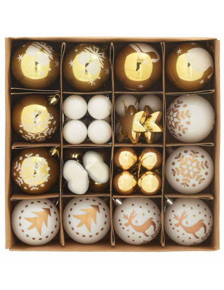 Set di Palle di Natale 40 pcs Bianco e Oro