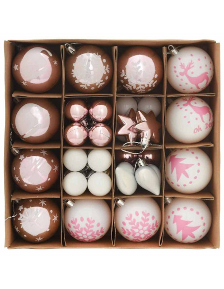 Set di Palle di Natale 40 pcs Bianco e Rosa