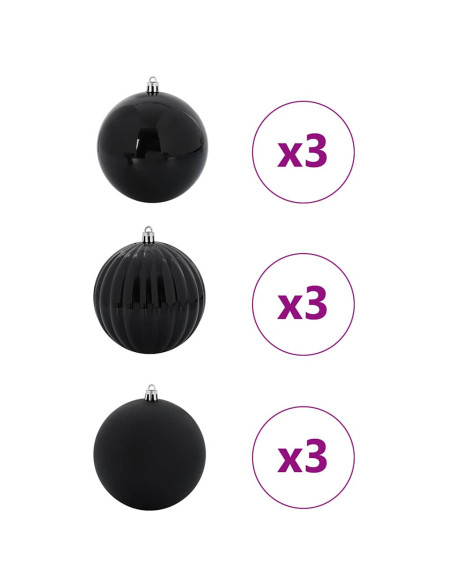 Set di Palle di Natale 9 pcs Nero