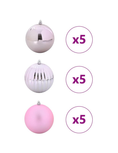 Set di Palle di Natale 15 pcs Rosa