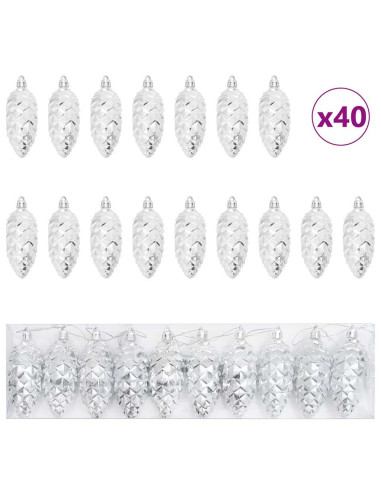 Decorazioni per Albero di Natale 40 pcs Argento
