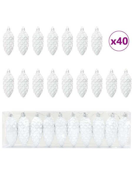 Decorazioni per Albero di Natale 40 pcs Bianco