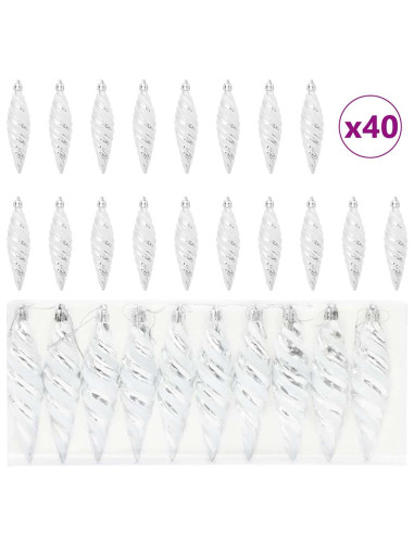 Decorazioni per Albero di Natale 40 pcs Argento