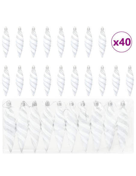 Decorazioni per Albero di Natale 40 pcs Bianco