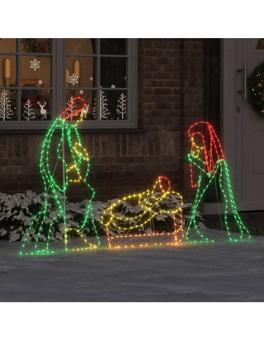 Scena di Natività Illuminata Multicolore 112 x 72 cm PVC