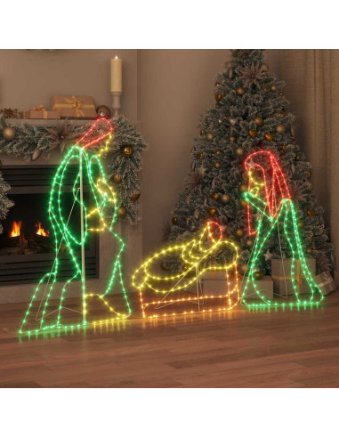 Scena di Natività Illuminata Multicolore 112 x 72 cm PVC