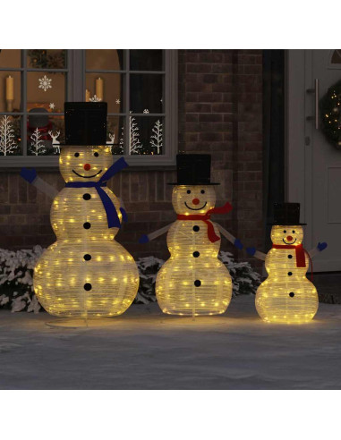 Familia di Pupazzi di Neve Natalizi 3 pcs Bianco caldo