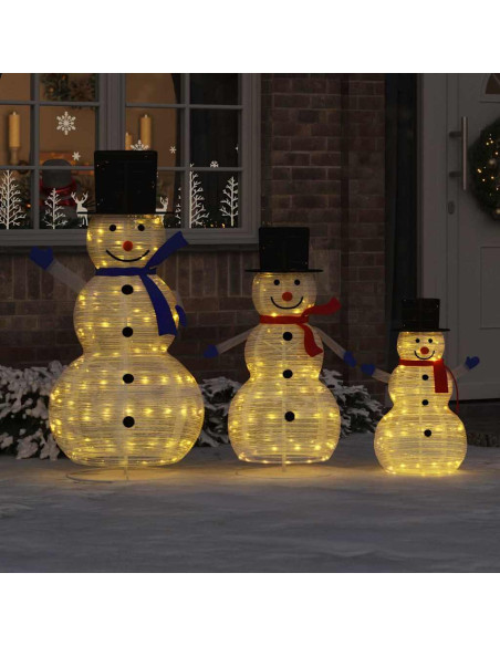 Familia di Pupazzi di Neve Natalizi 3 pcs Bianco caldo