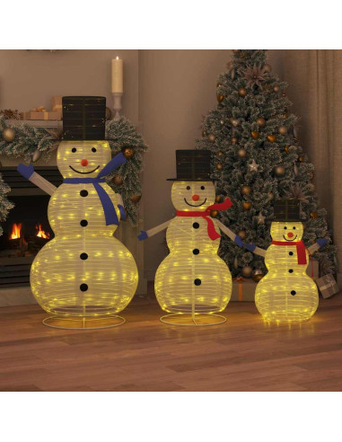 Familia di Pupazzi di Neve Natalizi 3 pcs Bianco caldo