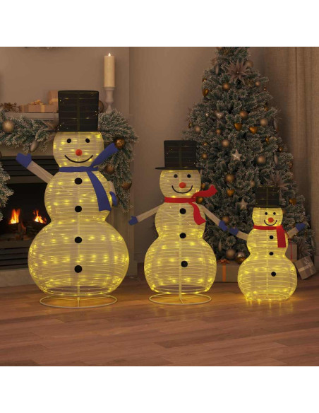 Familia di Pupazzi di Neve Natalizi 3 pcs Bianco caldo