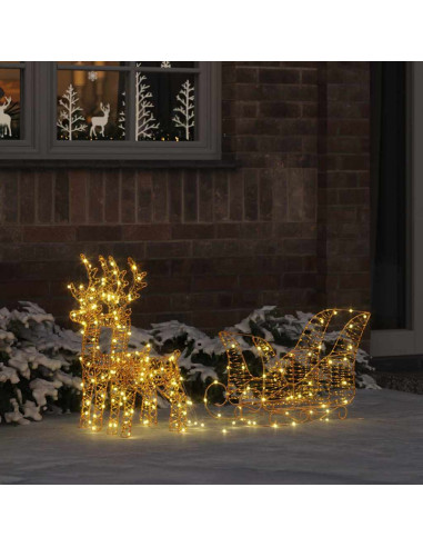 Slitta trainata da renna Bianco caldo 30 x 12 x 55 cm PET