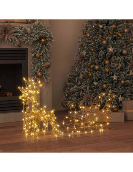 Slitta trainata da renna Bianco caldo 30 x 12 x 55 cm PET