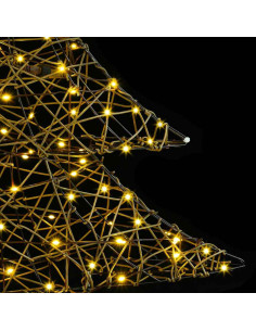 Albero di Natale con 120 LED Bianco caldo 120 cm Rattan 2