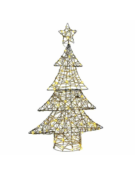 Albero di Natale con 120 LED Bianco caldo 120 cm Rattan