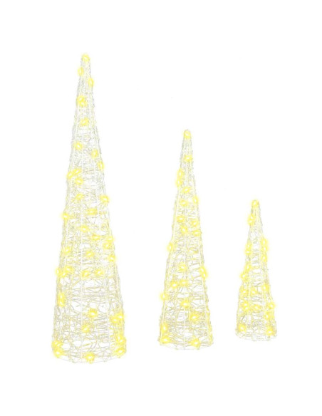 Albero di Natale 3 pcs Bianco caldo 40 cm 60 cm 80 cm Acrilico