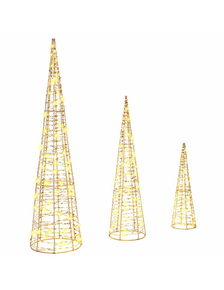 Albero di Natale 3 pcs Bianco caldo 40 cm 60 cm 80 cm PET