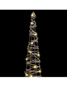 Albero di Natale 3 pcs Bianco caldo 40 cm 60 cm 80 cm Rattan 2