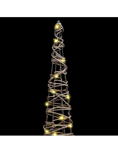 Albero di Natale 3 pcs Bianco caldo 40 cm 60 cm 80 cm Rattan