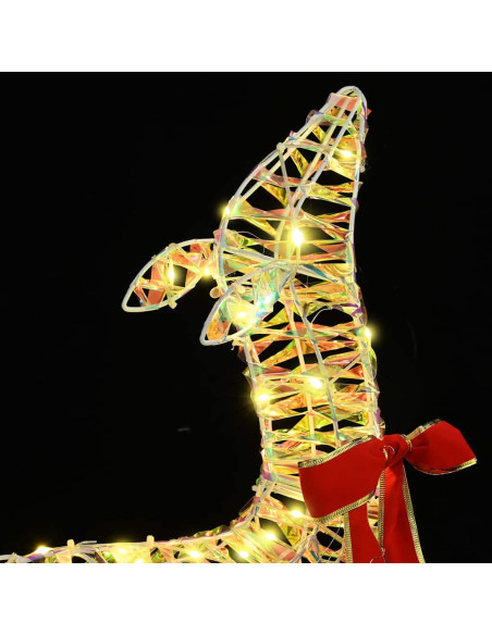 Famiglia di Renne 3 pcs Bianco caldo 128 cm PET