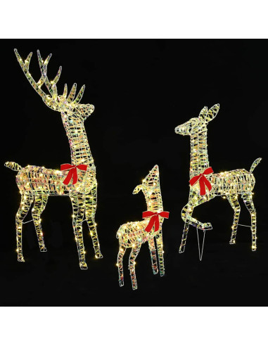 Famiglia di Renne 3 pcs Bianco caldo 128 cm PET