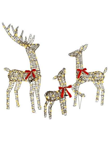 Famiglia di Renne 3 pcs Bianco caldo 128 cm Rattan