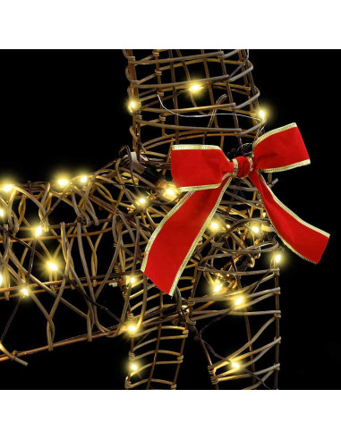 Slitta trainata da renna Bianco caldo 120 cm 55 cm Rattan