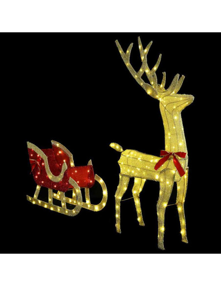 Slitta trainata da renna Bianco caldo 120 cm 55 cm Tessuto