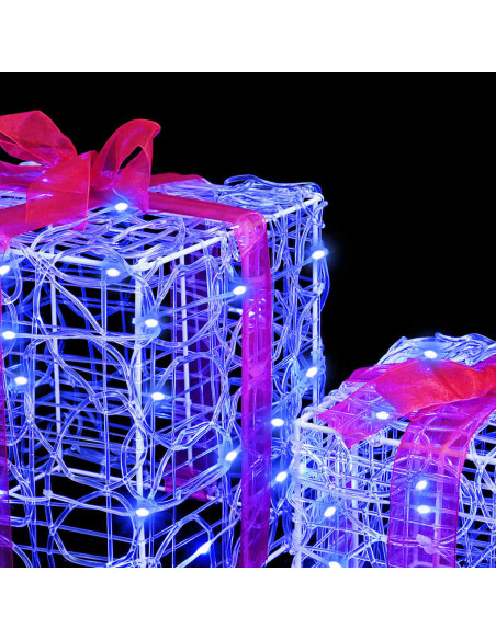 Scatola Regalo con 60 LED 3 pcs Blu 20 x 20 x 20 cm Acrilico