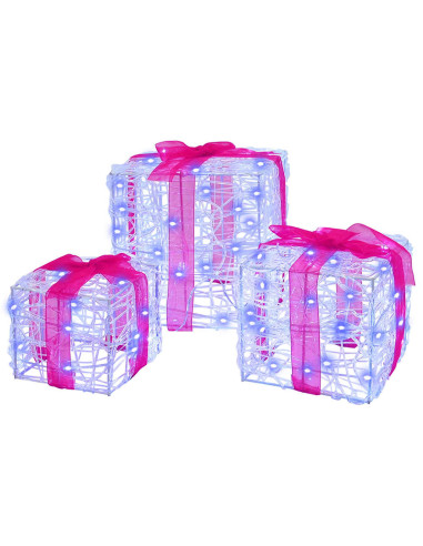 Scatola Regalo con 60 LED 3 pcs Blu 20 x 20 x 20 cm Acrilico