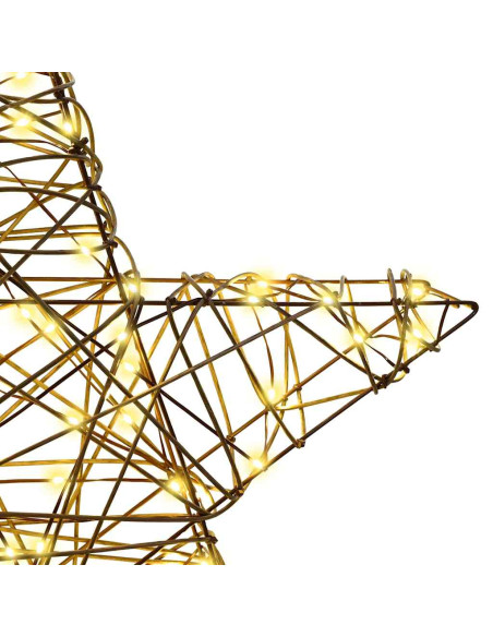 Stella 3D con 50 LED Bianco caldo 55 x 52.5 x 9 cm Rattan