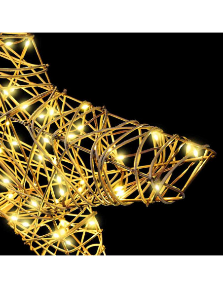 Stella 3D con 50 LED Bianco caldo 55 x 52.5 x 9 cm Rattan